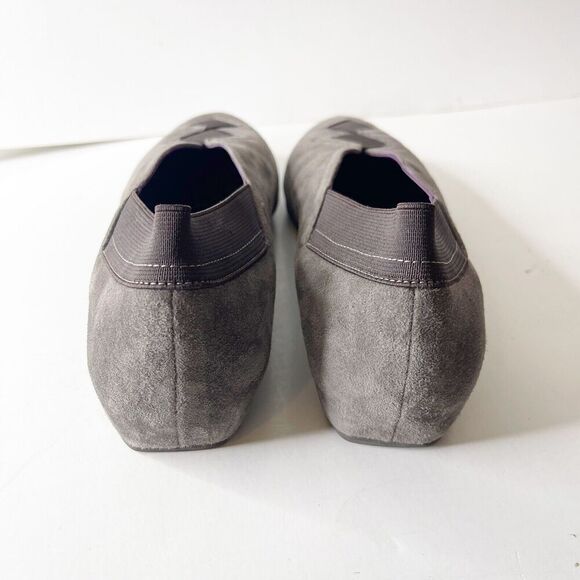 Van Eli 10N Gray Suede Flats Narrow Stretch Cushioned Slip On Shoes Leather - Picture 3 of 9